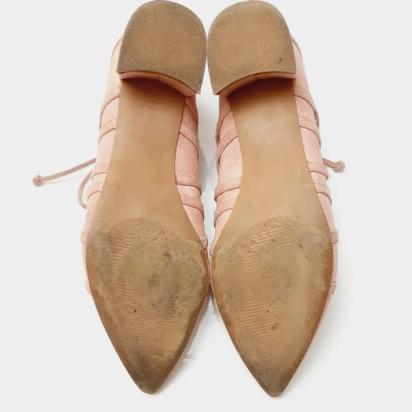 Design Lab by LORD & TAYLOR Sarie Lace-Up Pointy Toe Heels Vegan Suede Pink Sz 8 - Picture 16 of 16